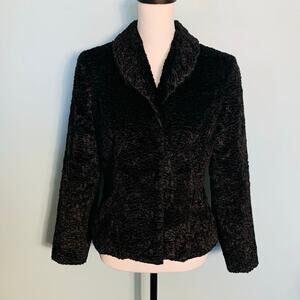 Pursuits Black Faux Fur Jacket Size 8P